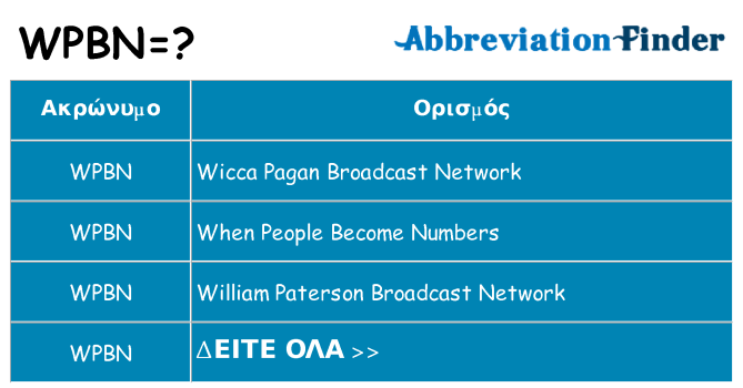 Τι σημαίνει wpbn ηρεμήσει