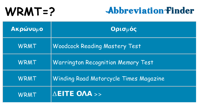 Τι σημαίνει wrmt ηρεμήσει