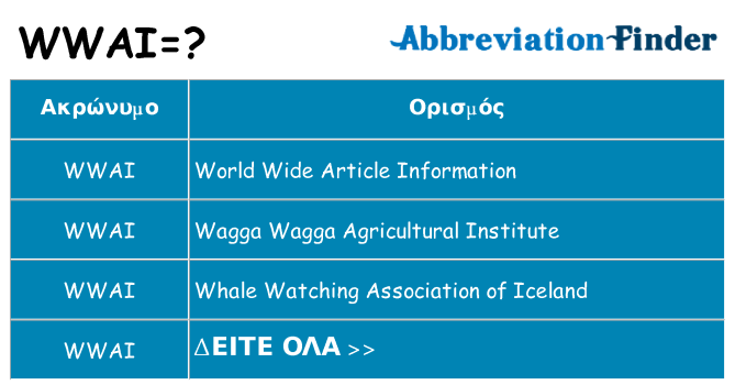 Τι σημαίνει wwai ηρεμήσει