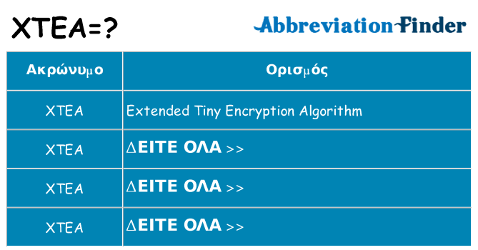 Τι σημαίνει xtea ηρεμήσει