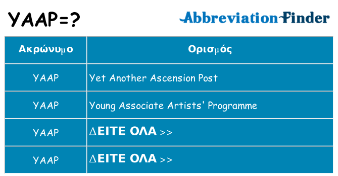 Τι σημαίνει yaap ηρεμήσει