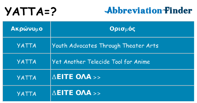 Τι σημαίνει yatta ηρεμήσει