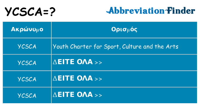 Τι σημαίνει ycsca ηρεμήσει