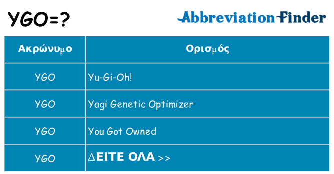 Τι σημαίνει ygo ηρεμήσει