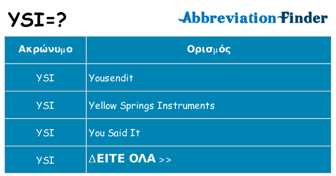 Τι σημαίνει ysi ηρεμήσει