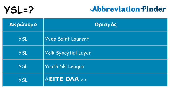 Τι σημαίνει ysl ηρεμήσει