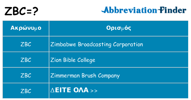 Τι σημαίνει zbc ηρεμήσει