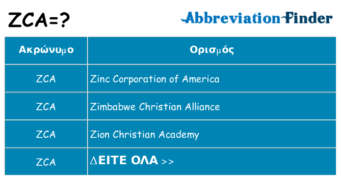 Τι σημαίνει zca ηρεμήσει