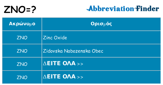 Τι σημαίνει zno ηρεμήσει