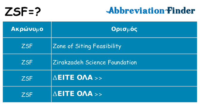 Τι σημαίνει zsf ηρεμήσει