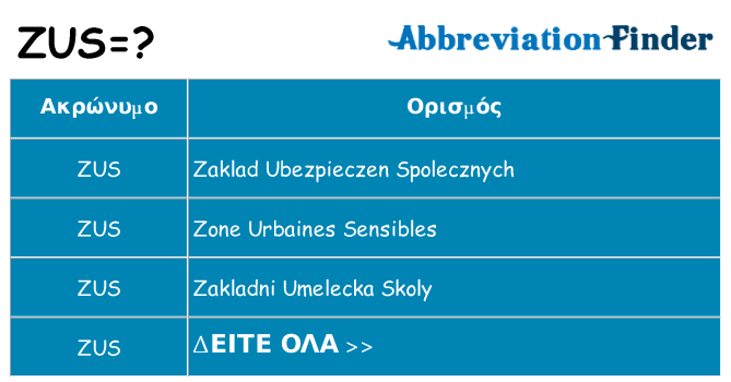 Τι σημαίνει zus ηρεμήσει