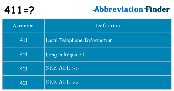 What does 411 stand for