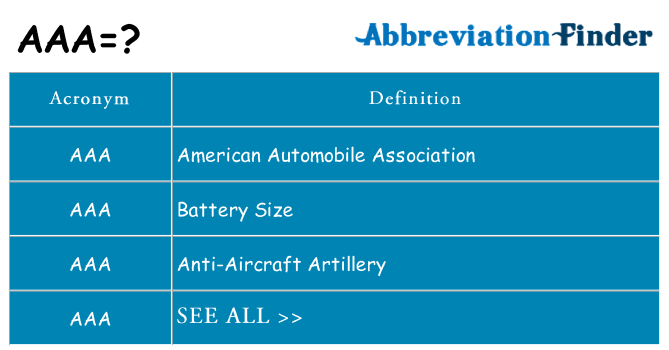 What does aaa stand for