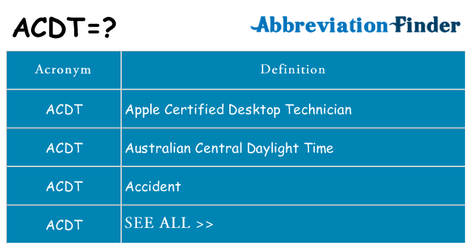 What does acdt stand for