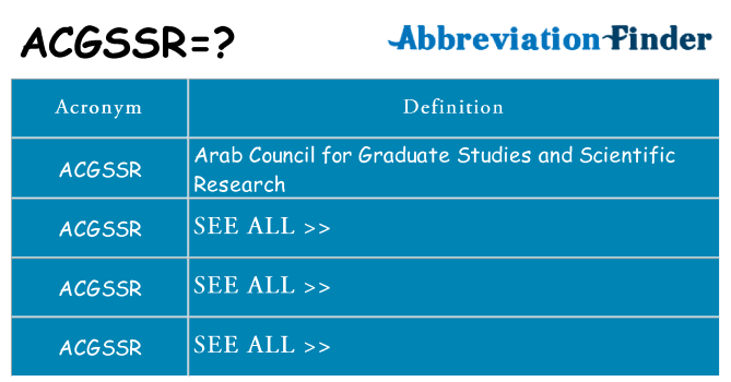 What does acgssr stand for