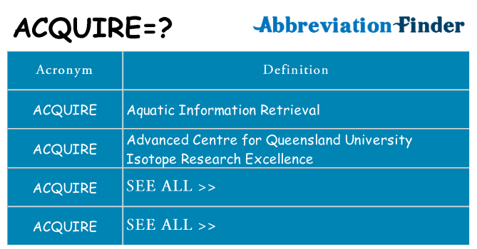 What does acquire stand for