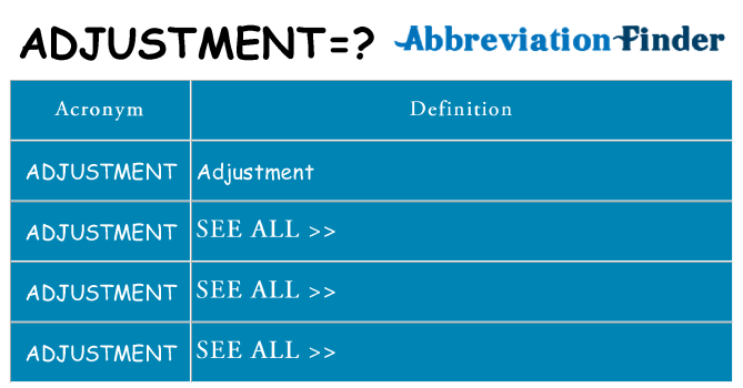 What does adjustment stand for