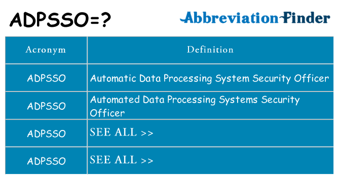 What does adpsso stand for
