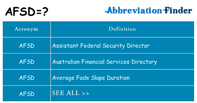 What does afsd stand for