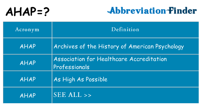 What does ahap stand for
