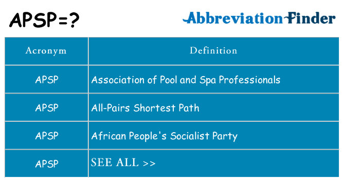 What does apsp stand for