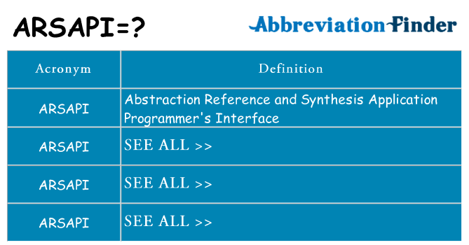 What does arsapi stand for