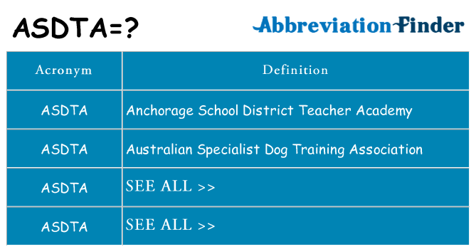What does asdta stand for
