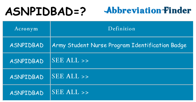 What does asnpidbad stand for