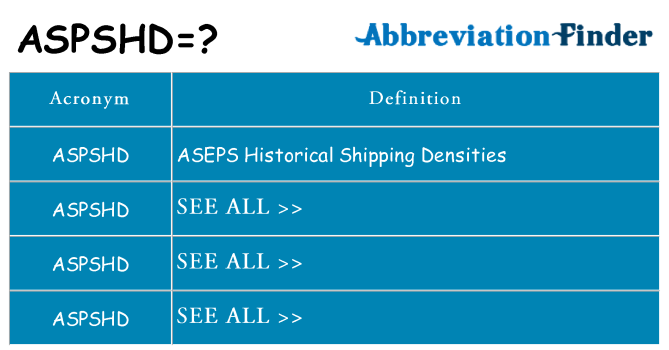 What does aspshd stand for