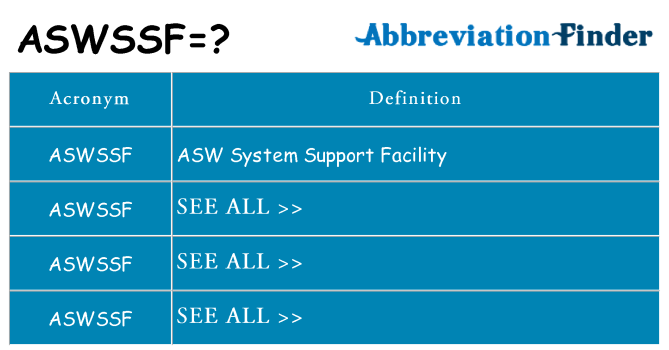 What does aswssf stand for