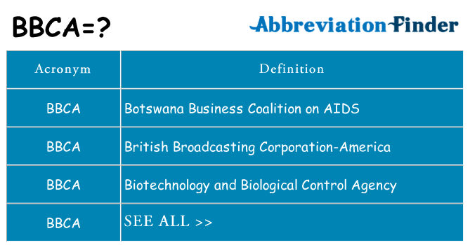 What does bbca stand for