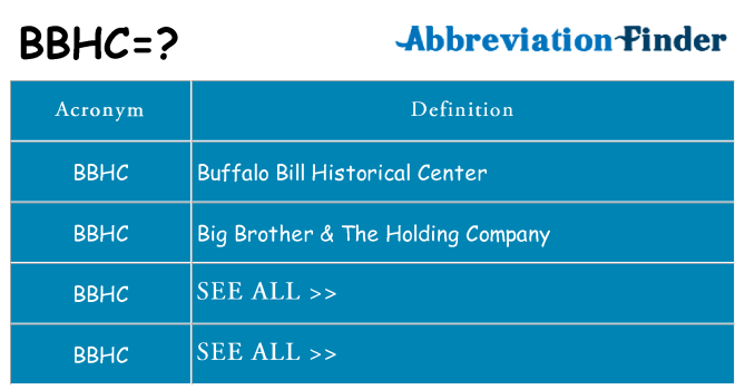 What does bbhc stand for