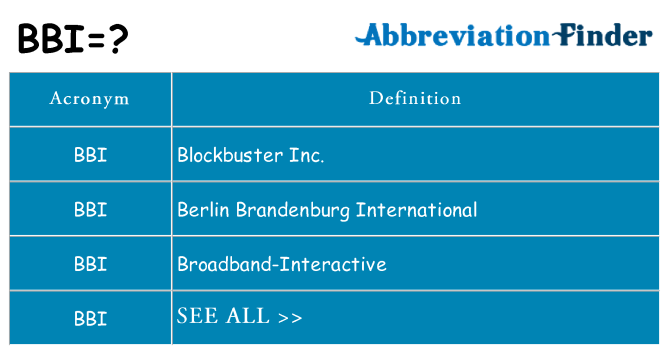 What does bbi stand for