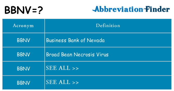 What does bbnv stand for