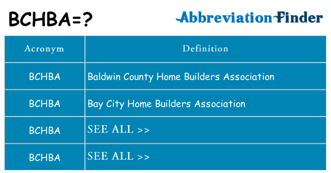 What does bchba stand for
