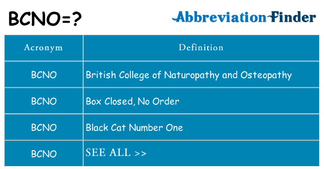 What does bcno stand for