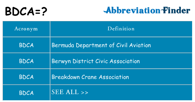 What does bdca stand for