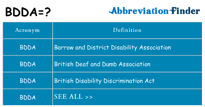 What does bdda stand for