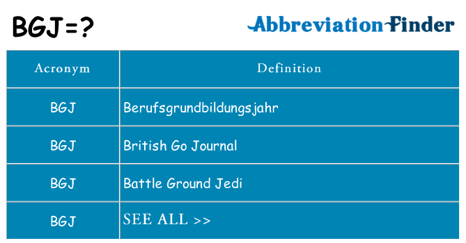 What does bgj stand for
