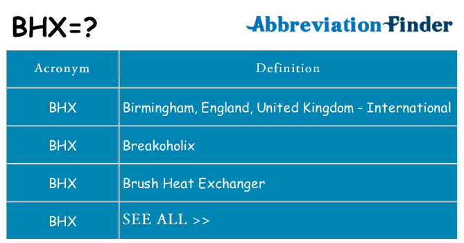 What does bhx stand for