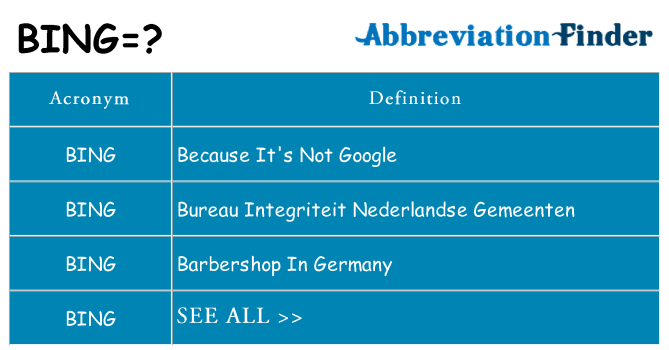 What does bing stand for