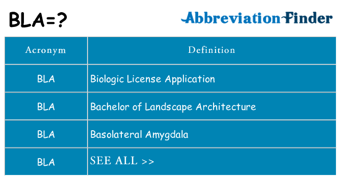 What does bla stand for