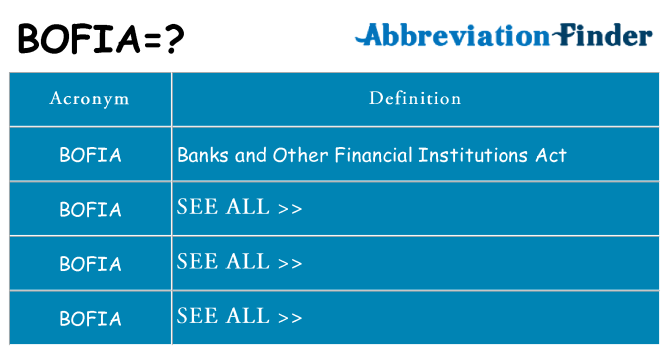 What does bofia stand for