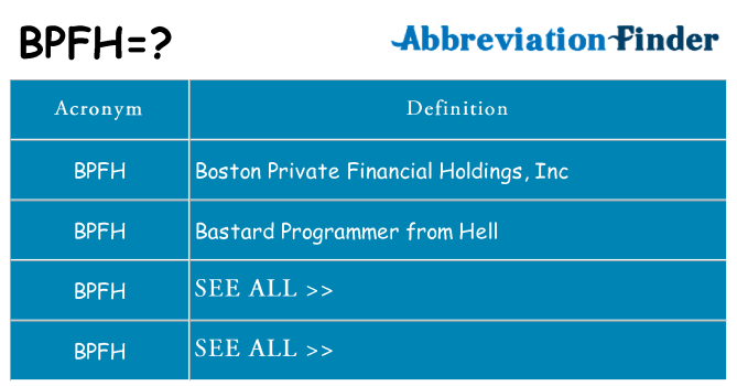 What does bpfh stand for