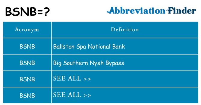 What does bsnb stand for