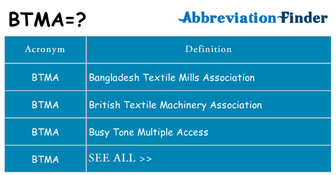 What does btma stand for