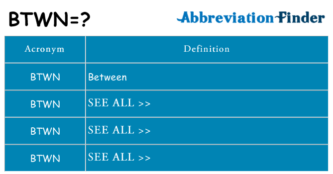 What does btwn stand for