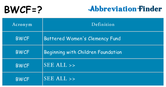 What does bwcf stand for
