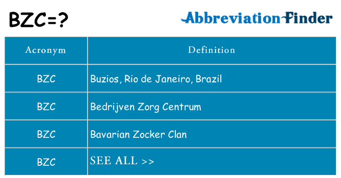 What does bzc stand for