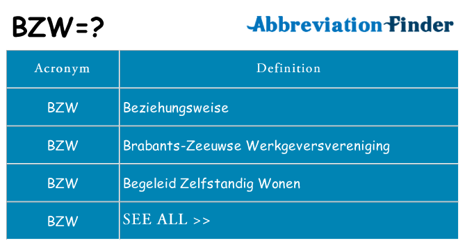 What does bzw stand for